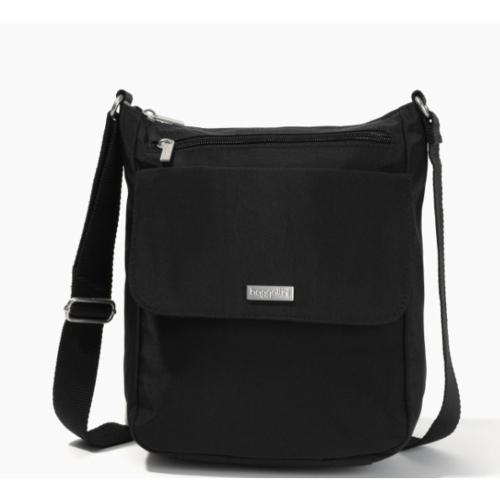 Baggallini Town Bagg Black Nylon Crossbody Bag Travel Messenger Adjustable Strap